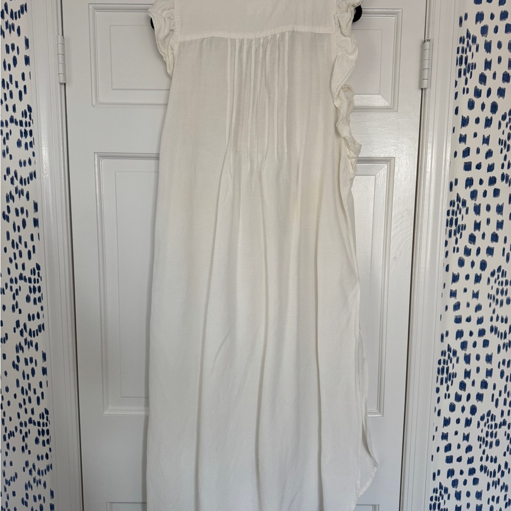 Anthropologie Cream Ruffled V-Neck maxi dress/ coverup - Picture 4 of 6